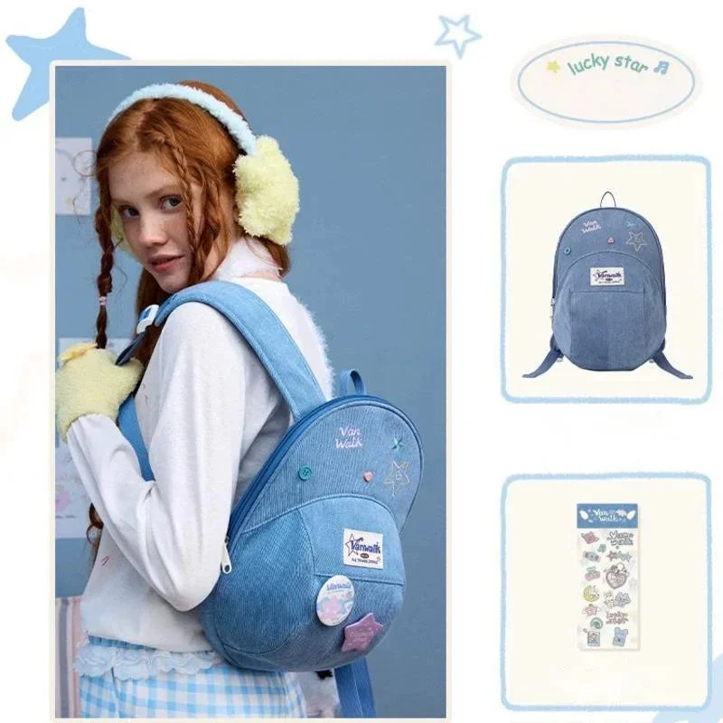 

Y2K 3D Wings Star Hat Backpacks Student Travel Button Backpacks Commuter Lightweight High Capacity Leisure Backpacks No Pendant