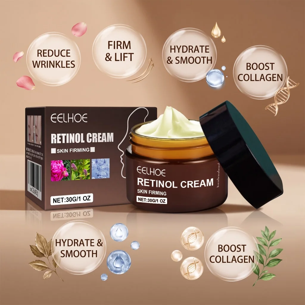Retinol Anti Aging Facial Cream Kit Firm Lift Reduce Fine Lines Serum Smoothing Glow Hydrating Whitening Face Skin Treatment