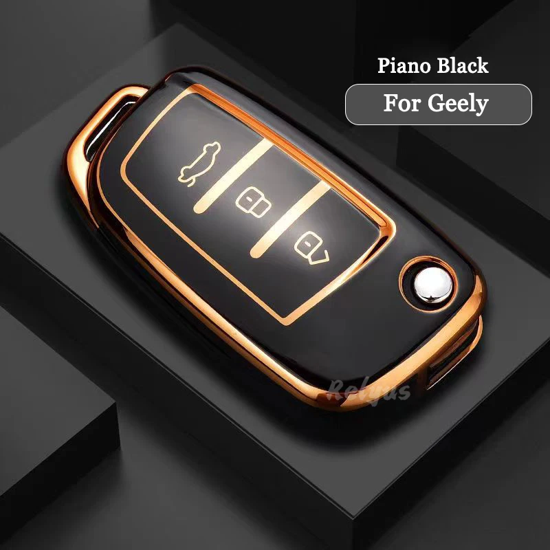 

Fashion TPU Car Key Remote Case Cover For Geely Emgrand 7 EC7 EC715 EC718 Englon EC7-RV EC718-RV Protector Keychain Accessories