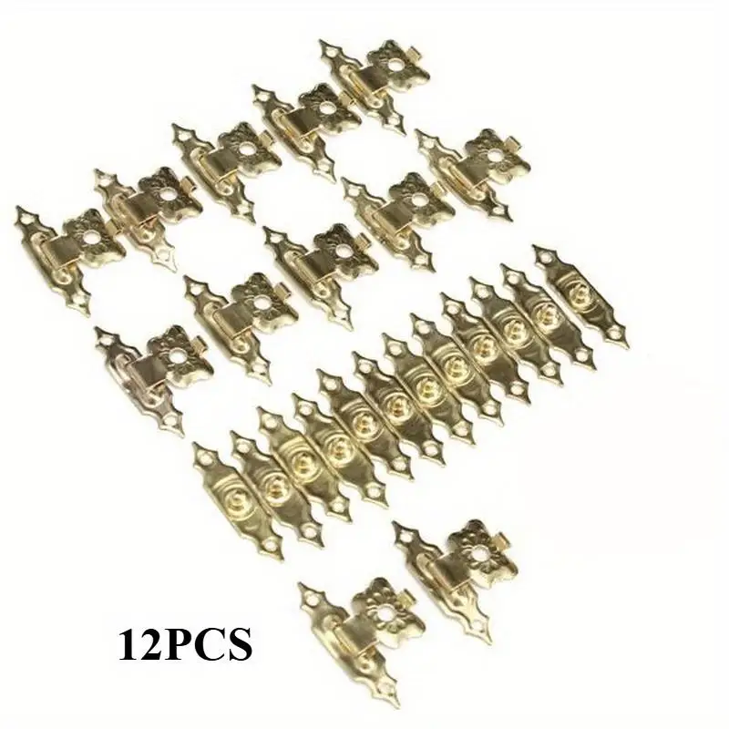 12 Stück Mini-Schmuck-Geschenkboxen aus antikem Messing, Weinboxen, Holzkisten, Haspenverschluss, 30 x 18 mm