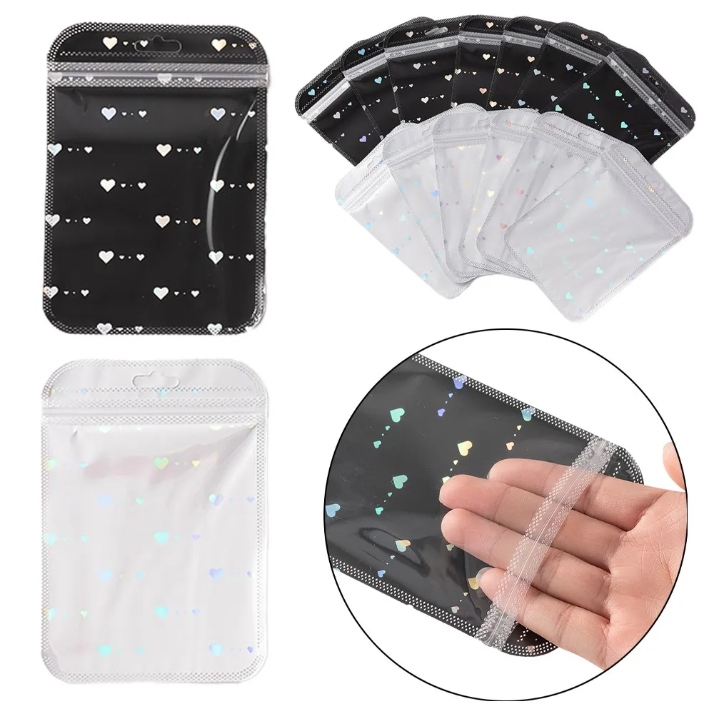 

50Pcs Holographic Plastic Self-Sealing Laser Self-Sealing Bag For Jewelry Storage Packaging Display Small Business Wholesale