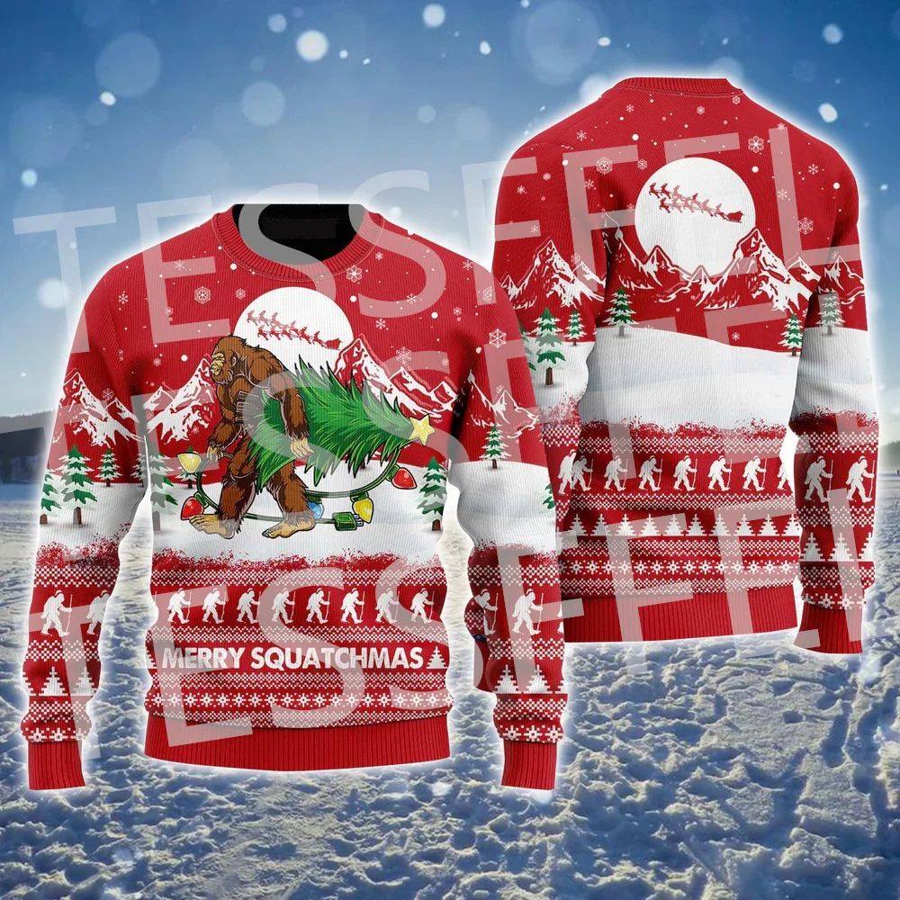 

Christmas Xmas Animal Anime Cosplay Cartoon Vintage Retro Ugly Knitted Sweater Winter Pullover 3DPrint Harajuku Long Sleeves V26