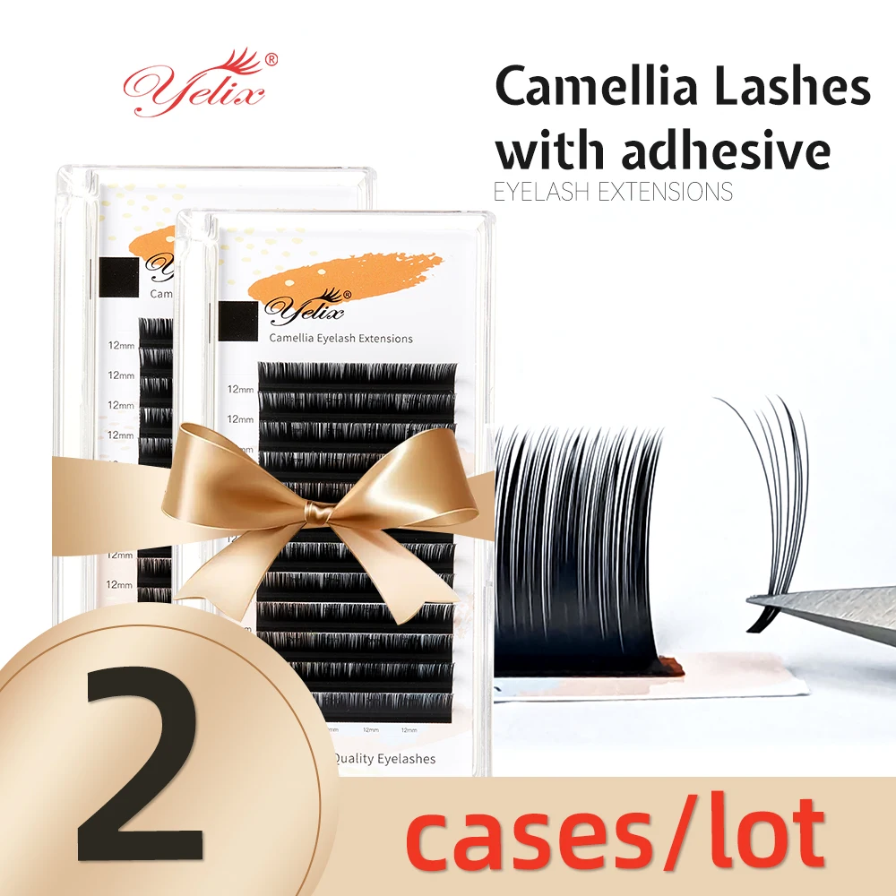 

Накладные ресницы Yelix 2 Cases Camellia L Curl с клеем, натуральные, индивидуальные, объемные, мягкие, из искусственного материала, ручной работы, для макияжа глаз