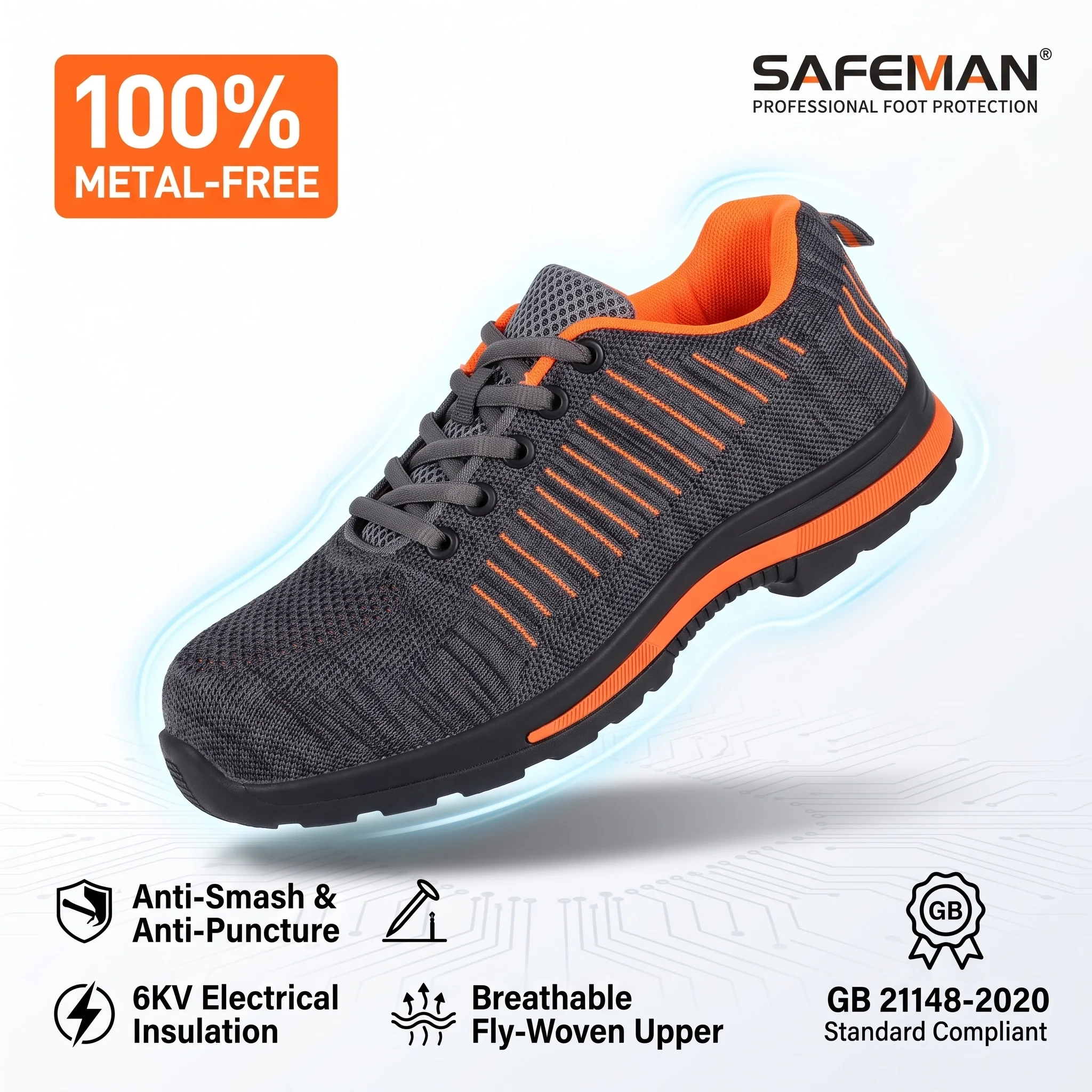 SAFEMAN Mens Safety Shoes Composite Toe Work Boots Lightweight Breathable Mesh Puncture Resistant Non Slip Work Sneakers