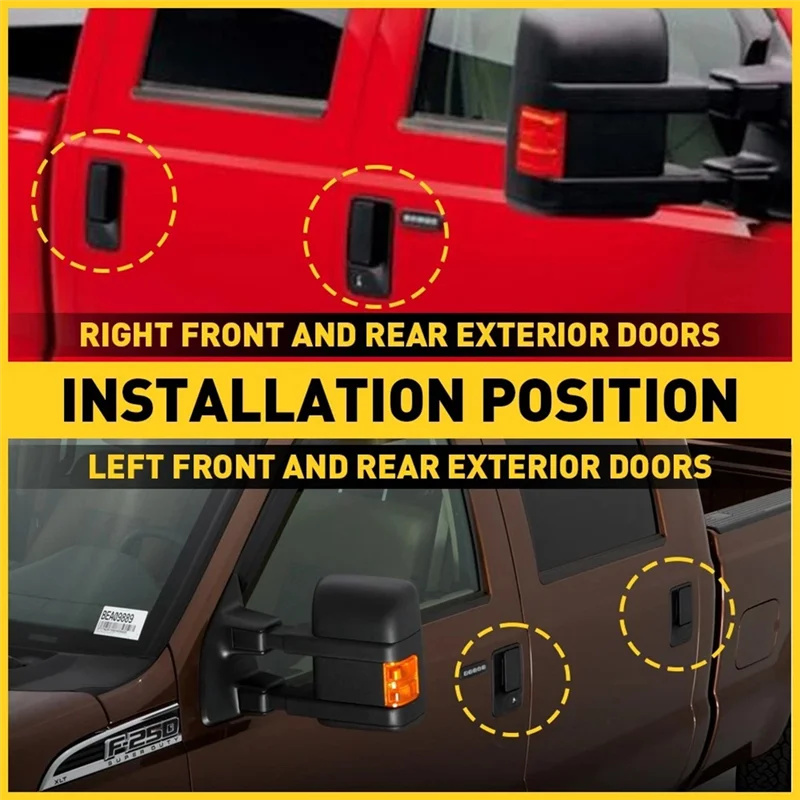 

4Pcs Exterior Door Panel Handle Kit For Ford F-250 99-16 F350 7C3Z2522405AA 4C3Z2522404AAA 7C3Z2626601AA 7C3Z2626600AA