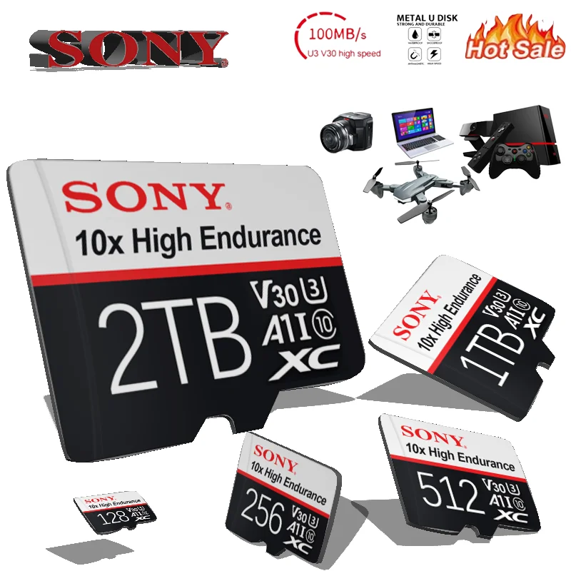 

Sony 2TB Class10 V30 Memory Card with 1TB 128GB 256GB 512GB for Drone Camera Surveillance Dashcam - Available in
