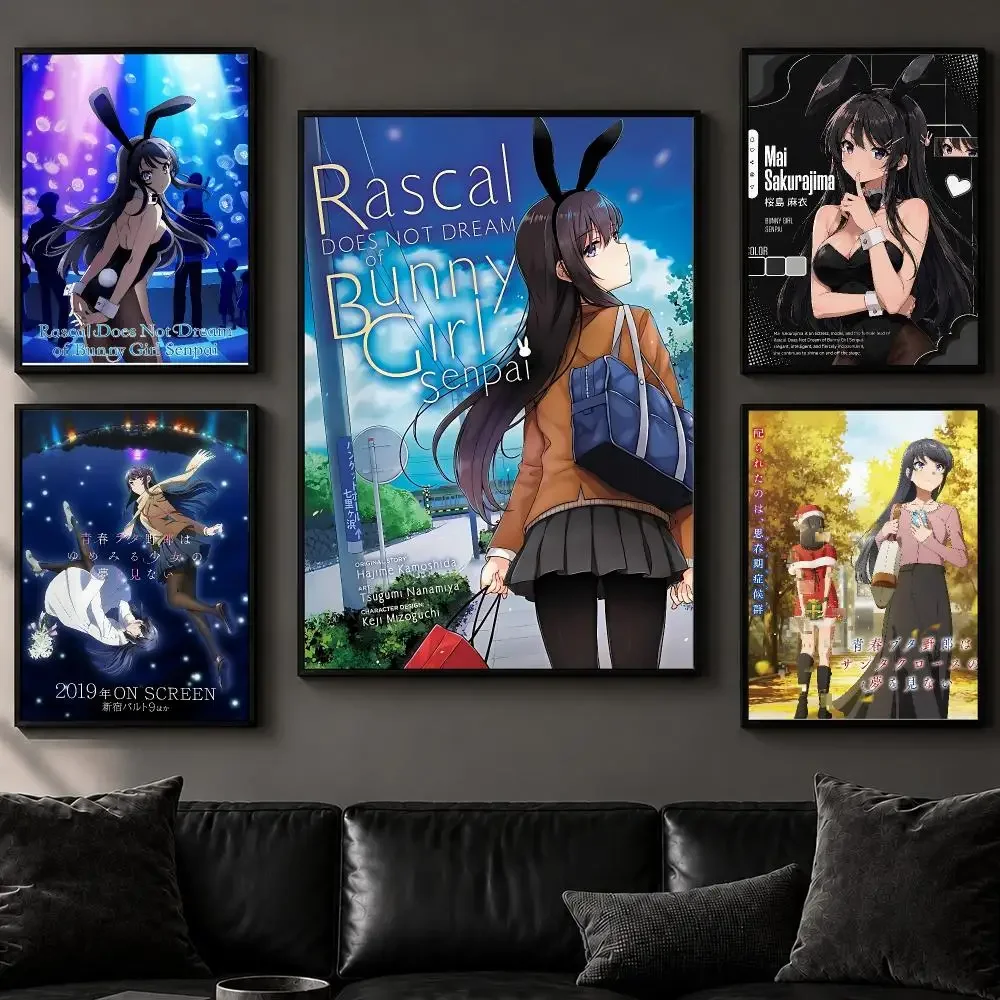 Anime Rascal Does Not Dream of Bunny Girl Senpai Poster Art  Self-Adhesive No Glue Residue Wall Decor for Bedroom Living Room