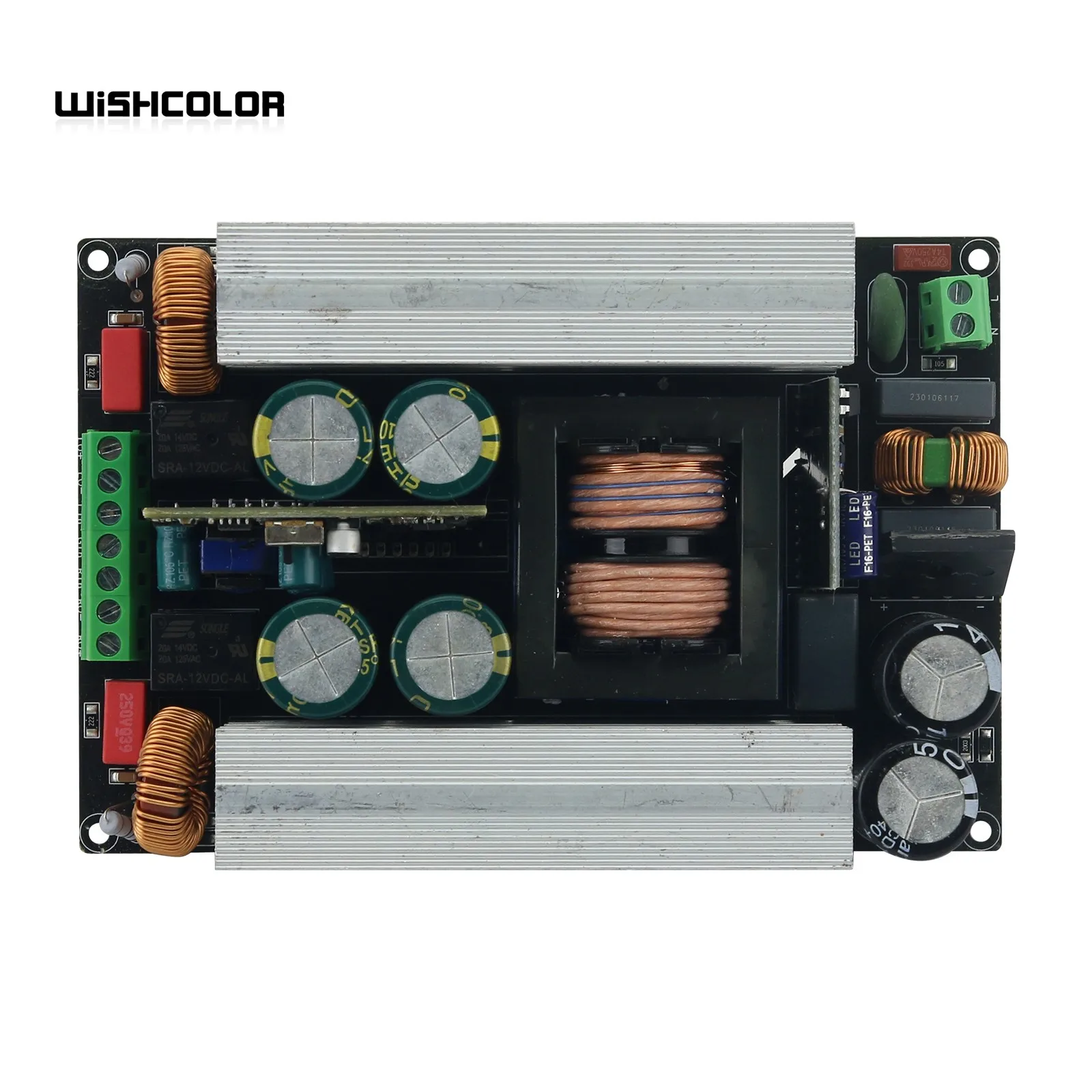 Wishcolor papan Amplifier Hifi, papan penguat daya Hifi 2x400W 220V dengan sakelar catu daya untuk mode Stereo & Mono