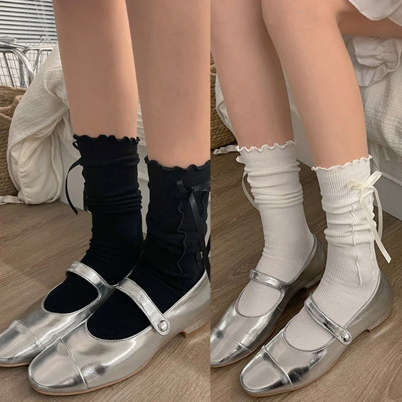 

Bowknot Boot Socks Middle Tube Socks Japanese Ruffle Socks Summer Socks
