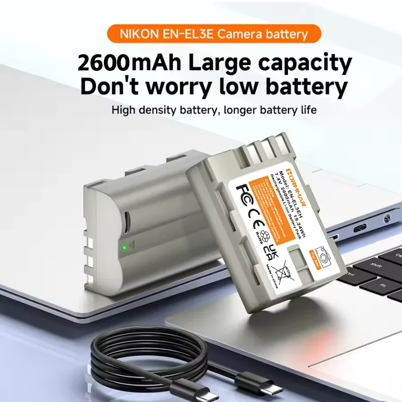 Akumulator 2600mAh EN-EL3E EN EL3e EN EL3E do aparatu Nikon D30 D50 D70 D70s D80 D90 D100 D200 D300 D300S D700 D800 — zdjęcie produktu 2