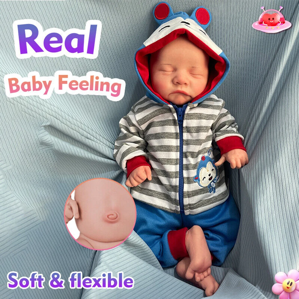 

44cm Full Silicone Reborn Baby Doll Toys Lifelike Washable Panited Soft Full Body Silicone Newborn Boy Bebe Dolls Real Looking