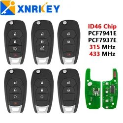 XNRKEY 2/3/4 Button Flip Remote Car Key ID46 Chip 315/433Mhz for Chevrolet Cruze Avo Trailblazer Onix Tracker Smart Key