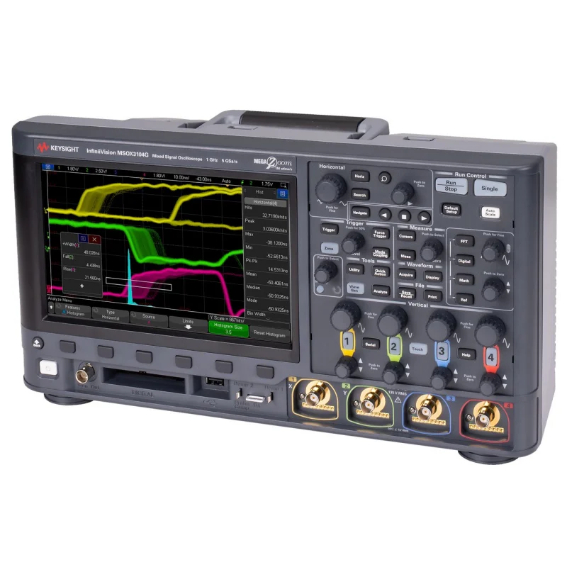 Keysight oscilloscope DSOX3054G:500 MHz,4 channels, 4 Mpts memory, 1,000,000 waveforms/sec update rate,8.5-in touch screen