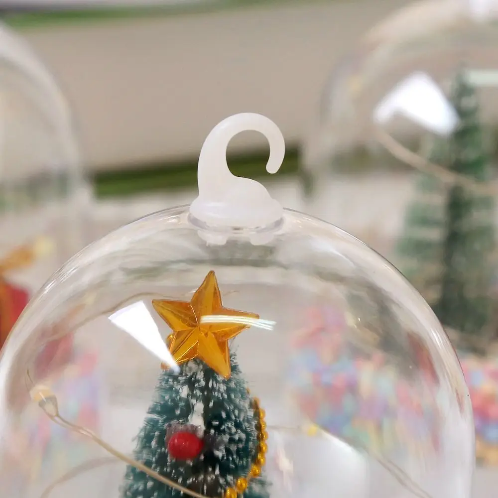 Boule de Clip pour Décoration de Bureau de Noël, Lanterne Illuminée, Arbre de Noël, Lampe à Neige, LED Brillante