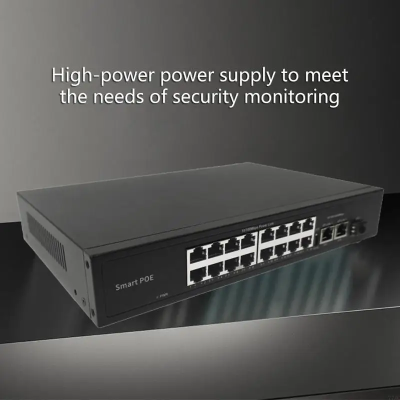16+2/24+2 منفذ POE Switcher بقدرة 250 وات، هيكل معدني، شبكات المكاتب 77JC #4