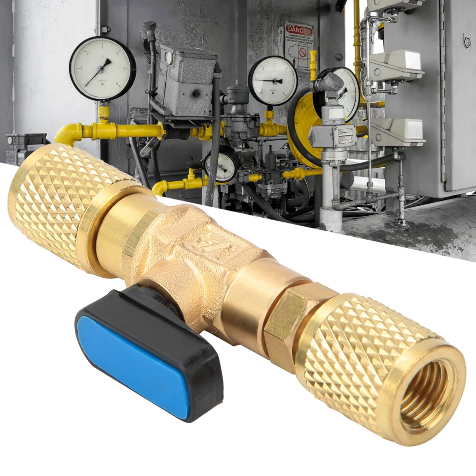 Brass Refrigeration Ball Valve Adapter Refrigerant Ball Valve Connector G1/4'' Ball Valve Refrigeration Ball Valve Connector