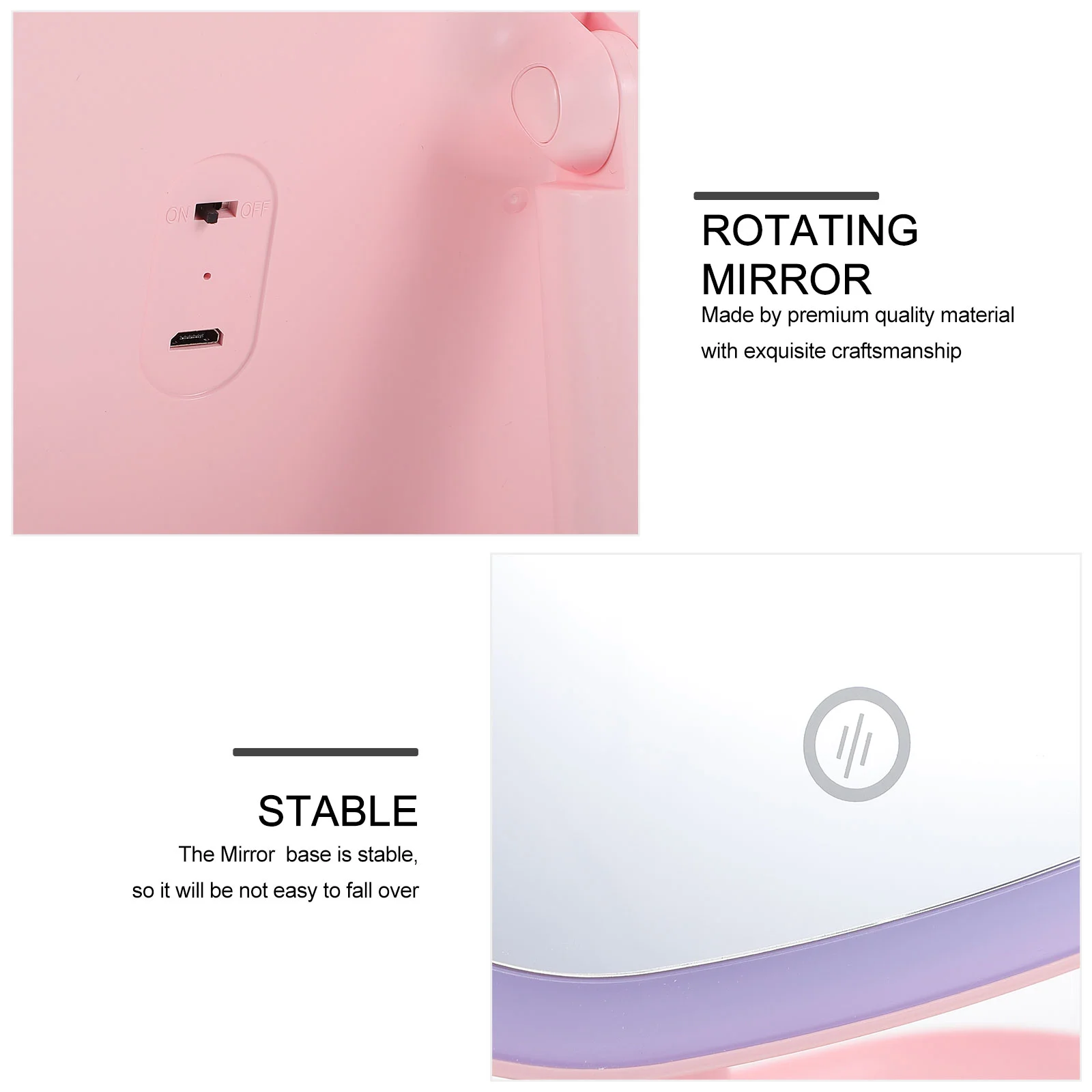 1Set LED-licht Desktop make-upspiegel Creatieve spiegel Damesspiegel LED-lichtspiegel Desktopspiegel