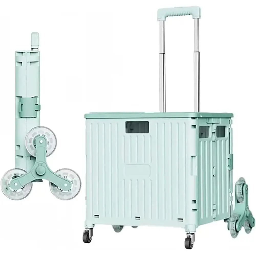 

Зеленая складная тележка для покупок на 65 л с 8 колесами для портативного хранения и транспортировки