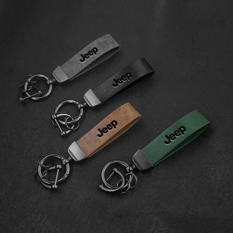 Car Metal Leather Key Ring Chain For Jeep Grand Cherokee WK WK2 JK KK KL Commander XK Renegade Styling Keychain Auto Accessories