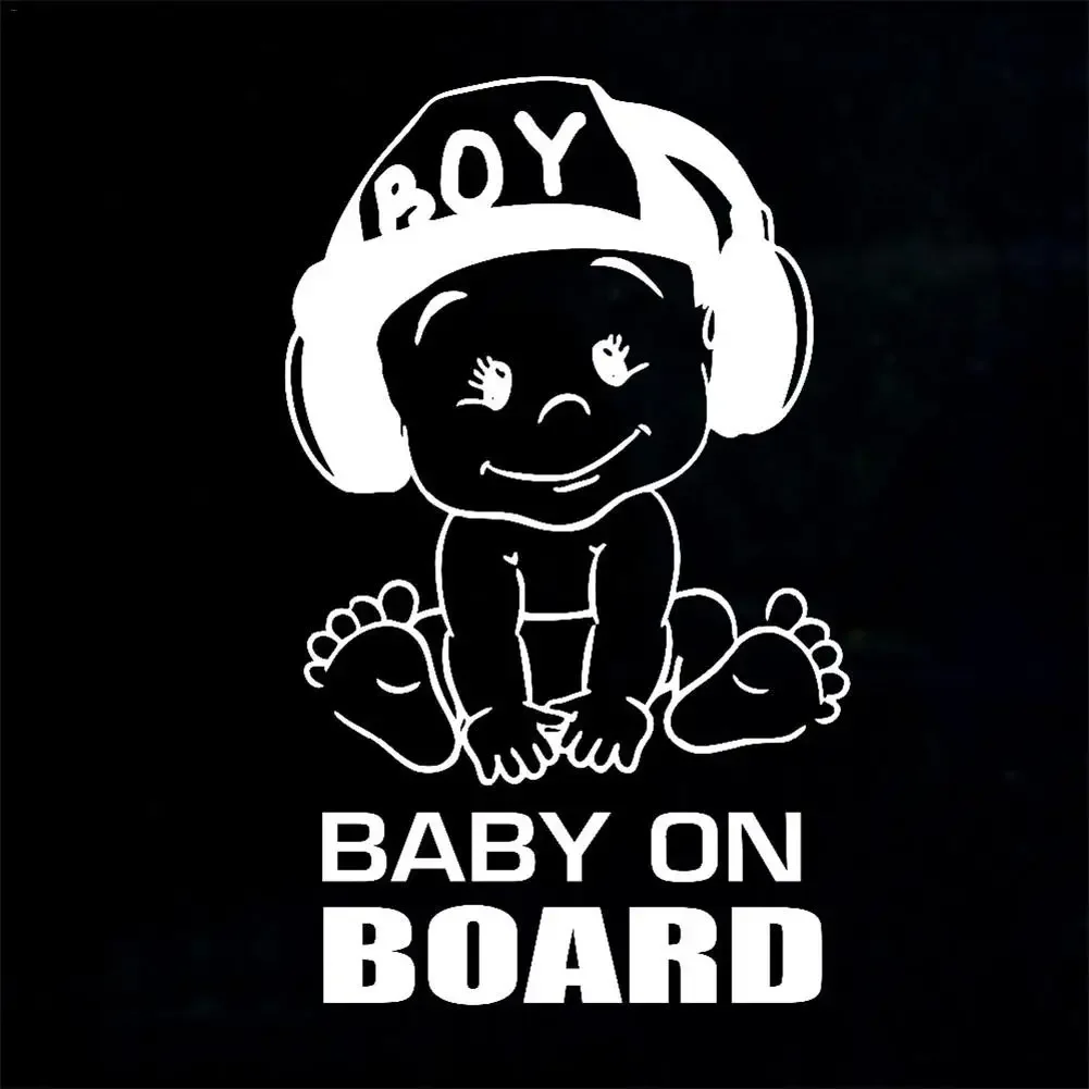 Car Sticker Baby on Board Funny Cartoon Cute Cool Boy Design Waterproof Car Window Warning Interesting Vinyl Decal,12cm*18cm view 2