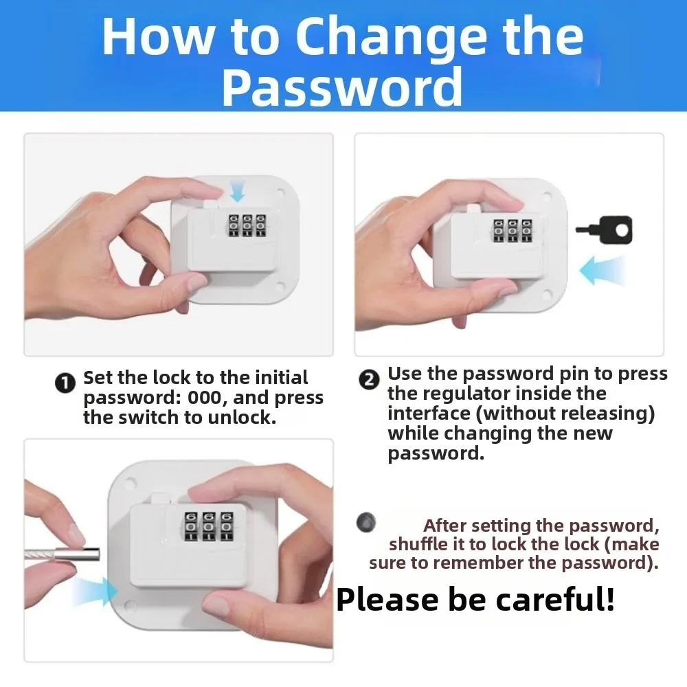 2Pcs 3-digit Baby Safety Password Lock Anti-Pinch Hand Multi-Functional Kids Protection Locks with Adhesive No Punching