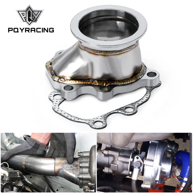 PQY-ze stali nierdzewnej Adapter do T25 T28 GT25 GT28 2.5 "63mm V-opaska zaciskowa kołnierza Turbo rura spustowa Adapter PQY4833
