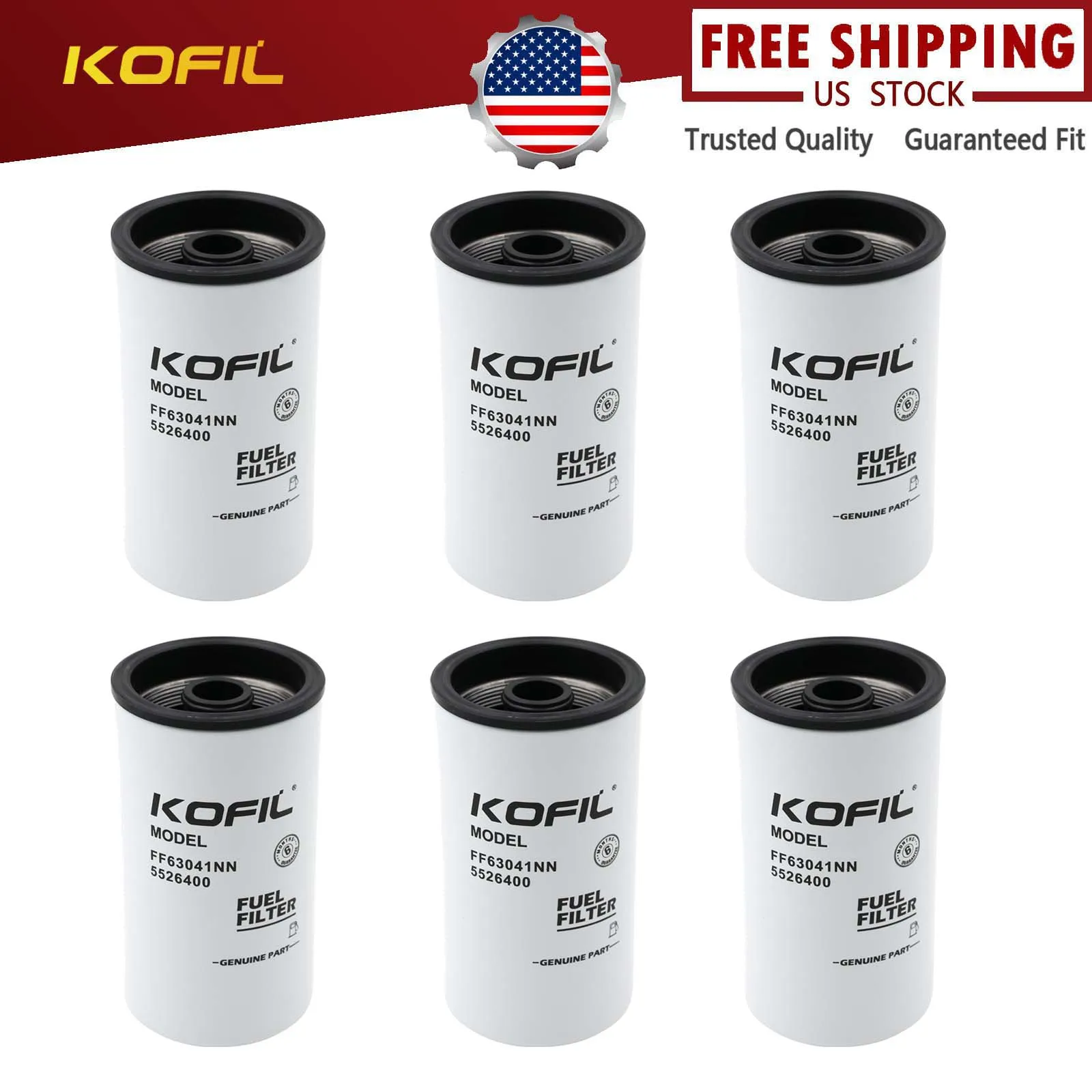 

6PCS FF63041NN Fuel Filter for 2020-2022 Stage V L9 Stage V OSB 6.7L B6.7L engines Replaces FF63041NN 5526400