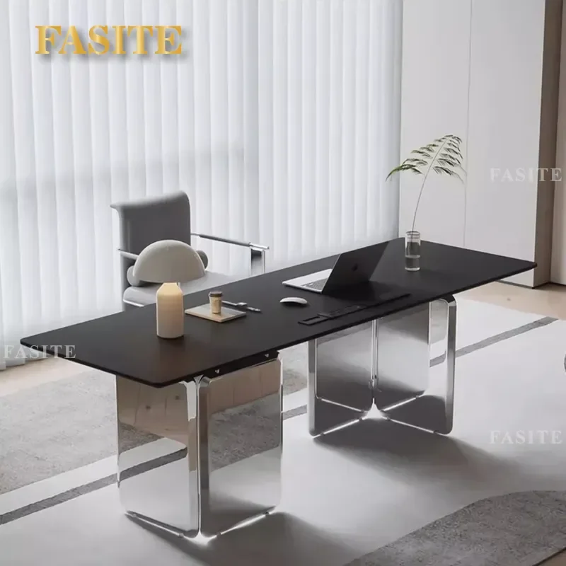 For Light Luxury Rock Slab Desk High End Modern Simple Suspended Study Computer Table Italian Mirror Finish Home Office