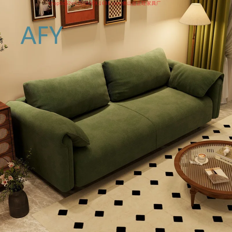 Fabric Sofa for Small Apartment Living Room Bedroom Office Reception Area Double Three Seater Couch for Rental Housing