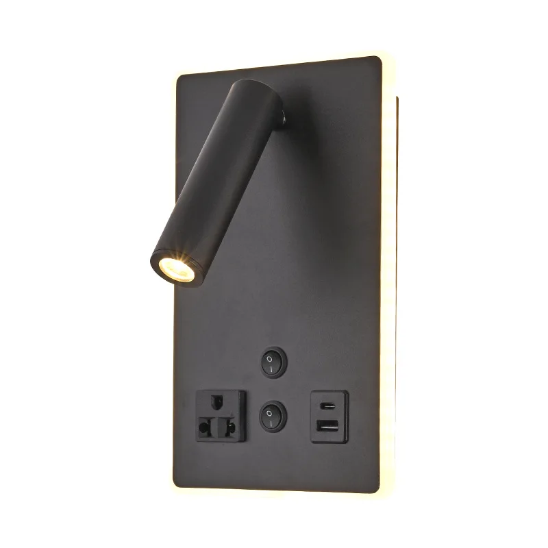 Modern LED Wall Lamp Bedside Reading Light with Switch 2 USB Charging Ports Socket Home Decor Lighting for Living Room Bedroom