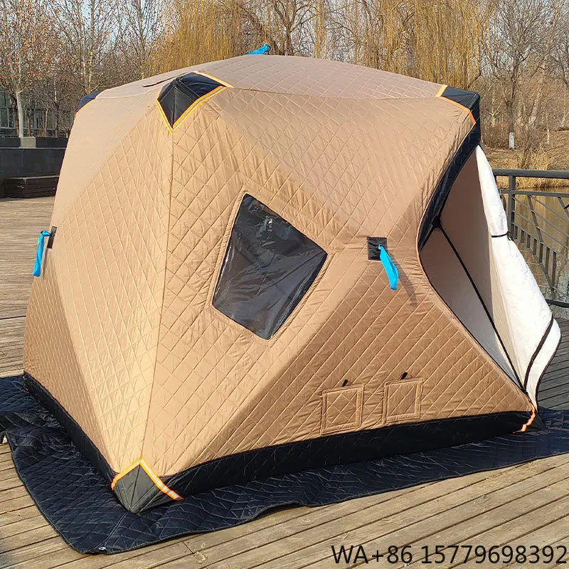 3 Layer 210D Oxford Pop up Winter Ice Fishing Tent, Automatic One Bedroom Outdoor Camping Tent