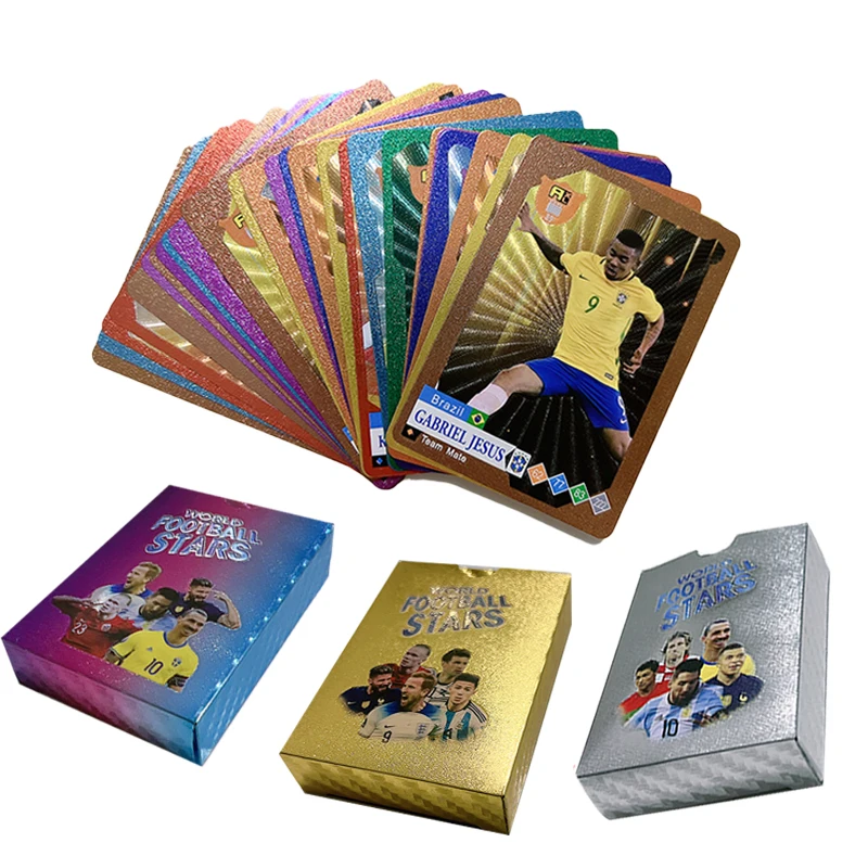 55-27PCS carte da calcio oro e argento edizione limitata carte Superstar del mondo spedizione Sirect carta giocattolo Fan per bambini all\'ingrosso