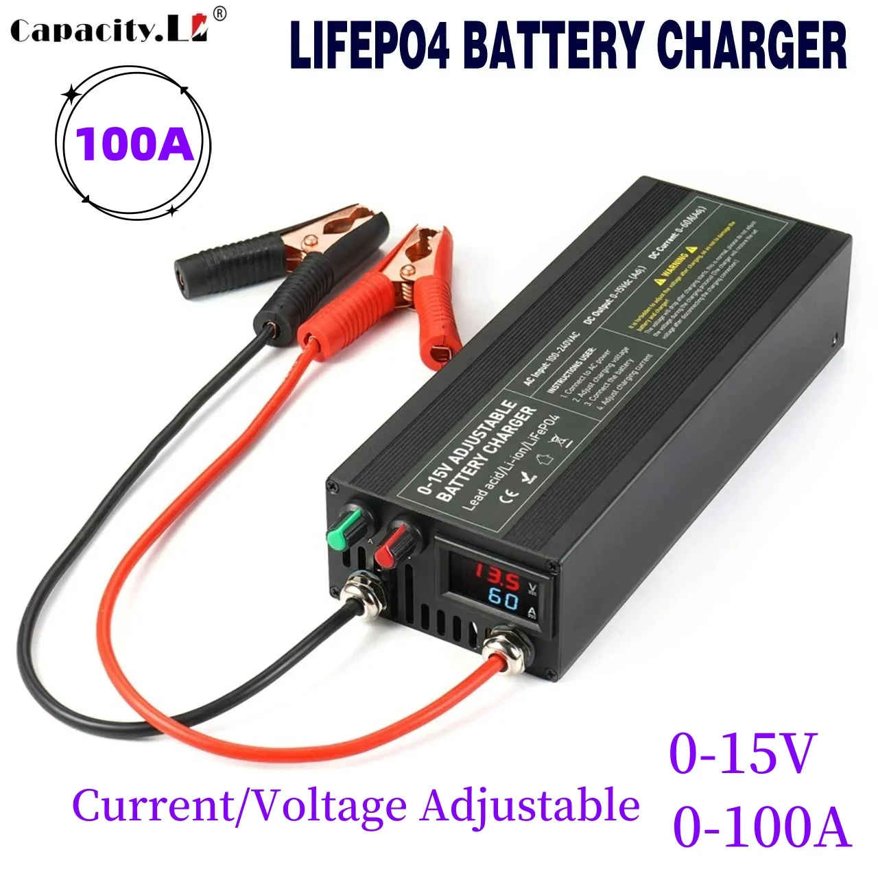 0-15v Battery Charge 50A/60A/85A Lifepo4 Battery Charger Fast Charge Lithium Battery Charger14.6V Battery Adapter