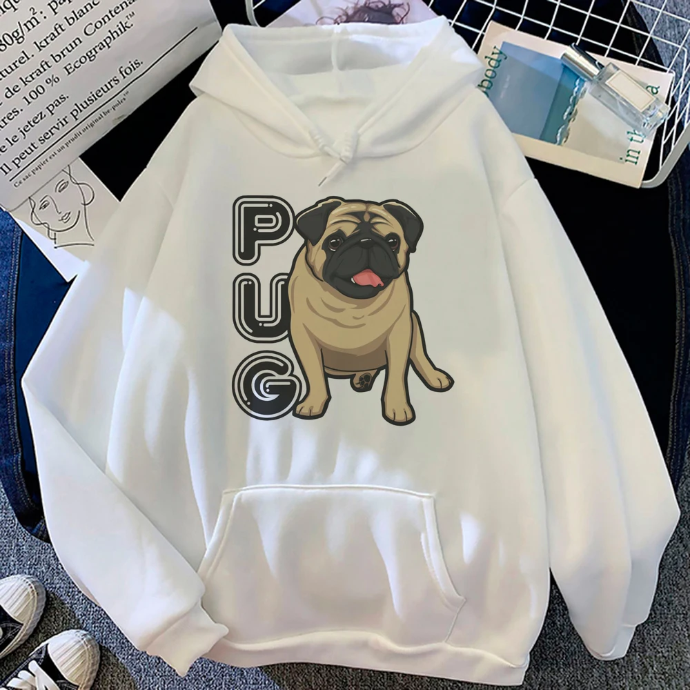 

Pug hoodies women long sleeve top anime harajuku Korean style pulls women 90s Hood