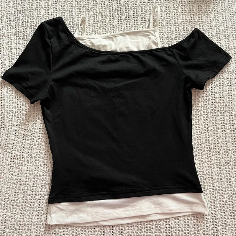 여성 90년대 빈티지 펑크 티셔츠 여름 streetwear 섹시한 반팔 고딕 슬림 크롭 탑 hotgirl 캐주얼 femme tee 하라주쿠 y2k