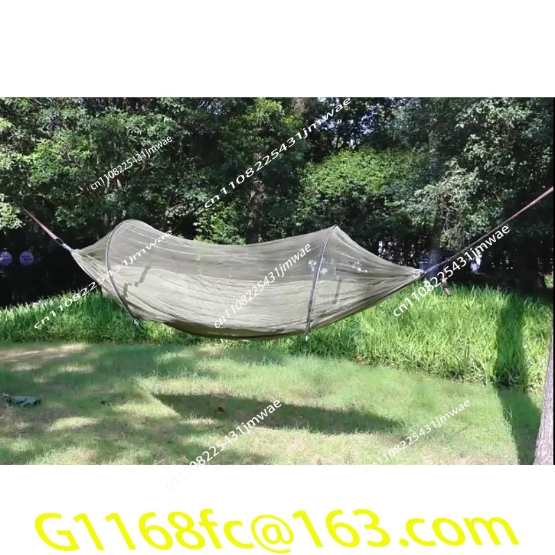 Hammock Outdoor camping Double anti-rollover parachute cloth pole anti-mosquito hammock