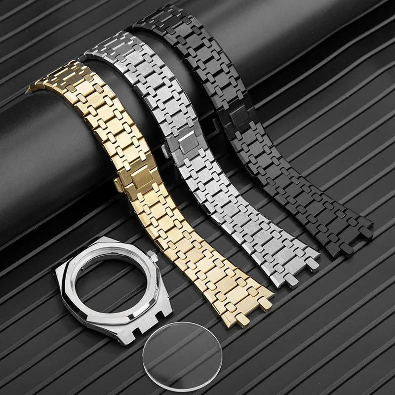 Ga2100 mod kit caixa de liga titânio conjunto 316l aço inoxidável pulseira casioak GA-2110 moldura capa traseira vidro safira