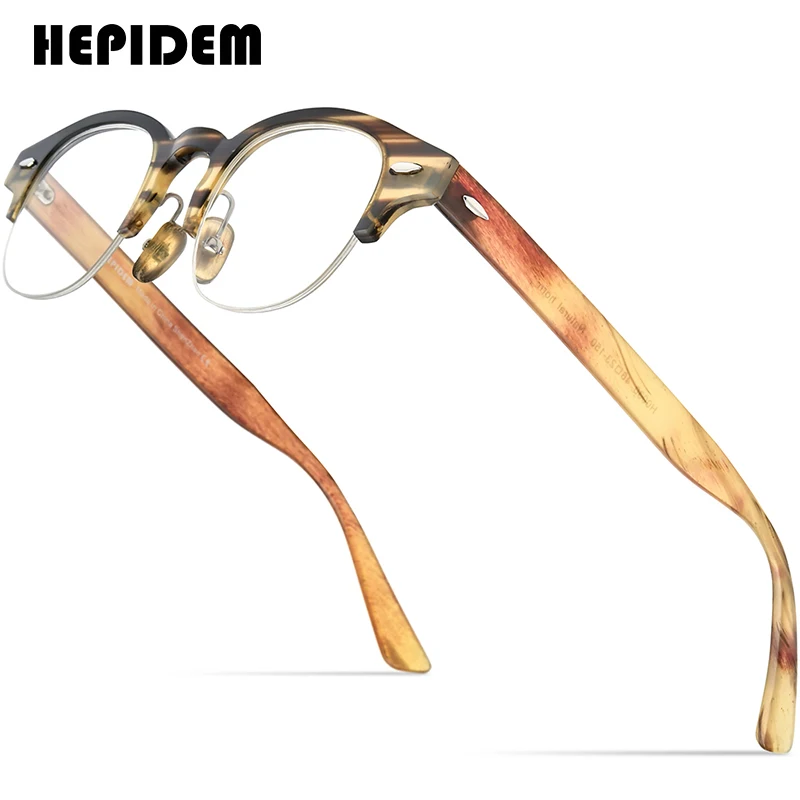 

HEPIDEM Buffs Glasses Men 2024 New High Quality Round Women Sunglasses Luxury Eyewear Buffalo Horn Eyeglasses