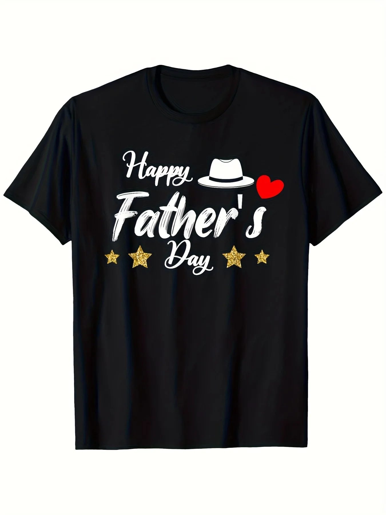 Men's Happy Father's Day TShirt White HAPPY FATHER's DAY Print Short Sleeve Shirt Casual Summer Round Neck Top for Dad Gift Machine Washable Comfortable Dad Shirt for Outdoor Activities Retro Casual Short-sleeved T-shirt with a Round Neck and Printed