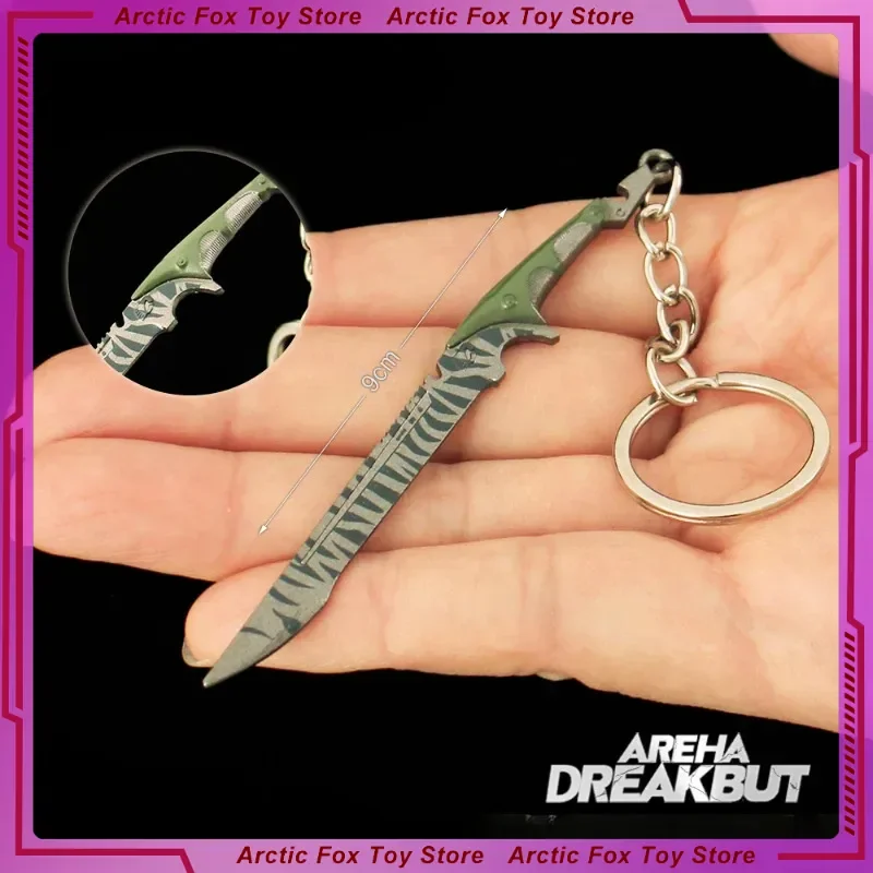Nuevo 9cm arena Breakout juego periféricos cuchillo de tiburón cuerpo a cuerpo Weapos modelo Mini adornos de aleación llavero colgantes manualidades juguetes niños