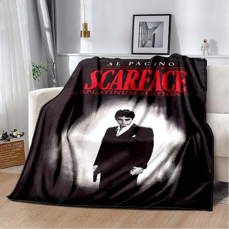 new model Scarface Movie Print Flannel Blanket Soft Warm Throw For Couch Bedroom Game Room Living Room Home Bedding Decor Gift