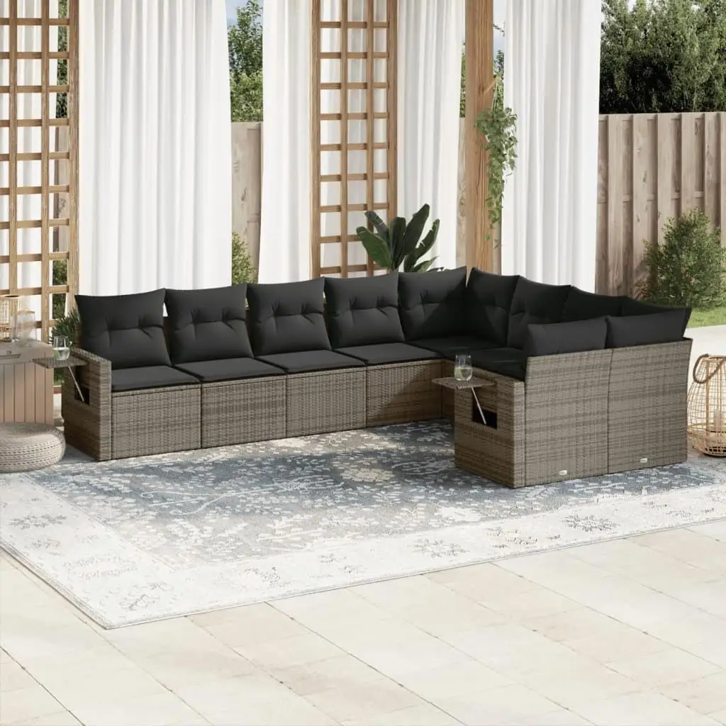 

Grey PE Rattan Large Garden Sofa Set with Powder-Coated Steel Frame Outdoor Furniture Ensemble