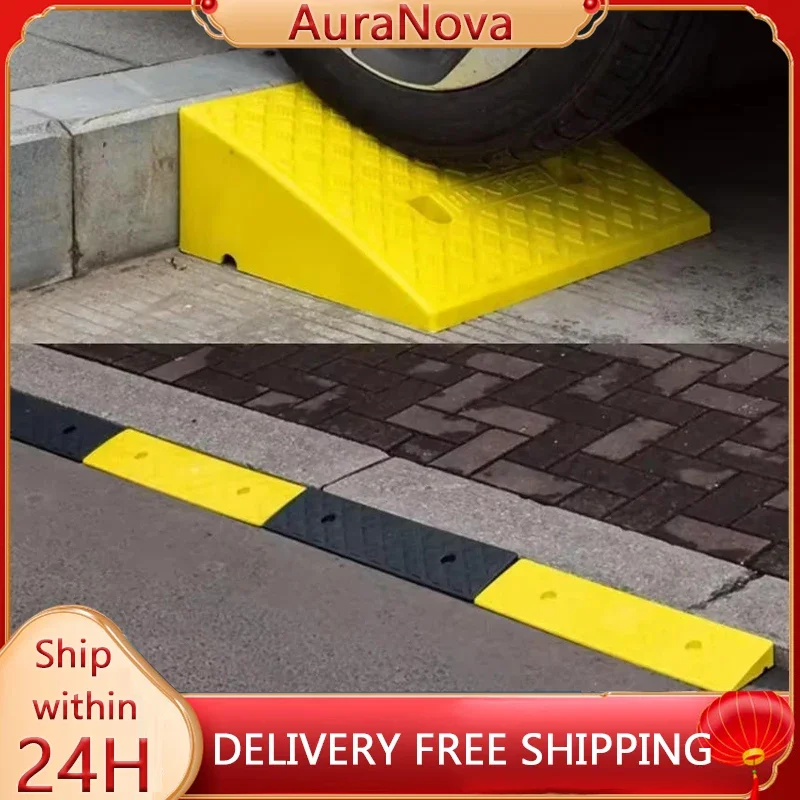 Plastic PVC Road Slope Ramp Pad Portable Car Step Uphill Triangle Mat Curb Rubber Threshold Ramp Kerb For Car Electric Scooter