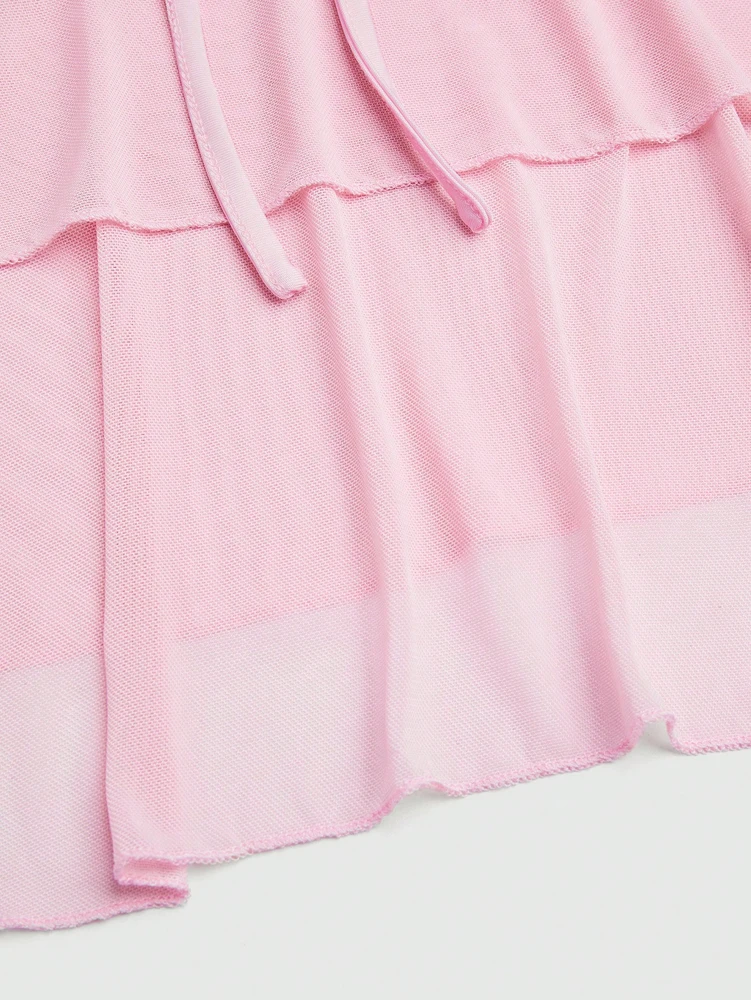 Plus Size Damska różowa kamizelka pod szyję Sweetheart Cute Camisole Layered Tank Solid Color Loose Polyester Material