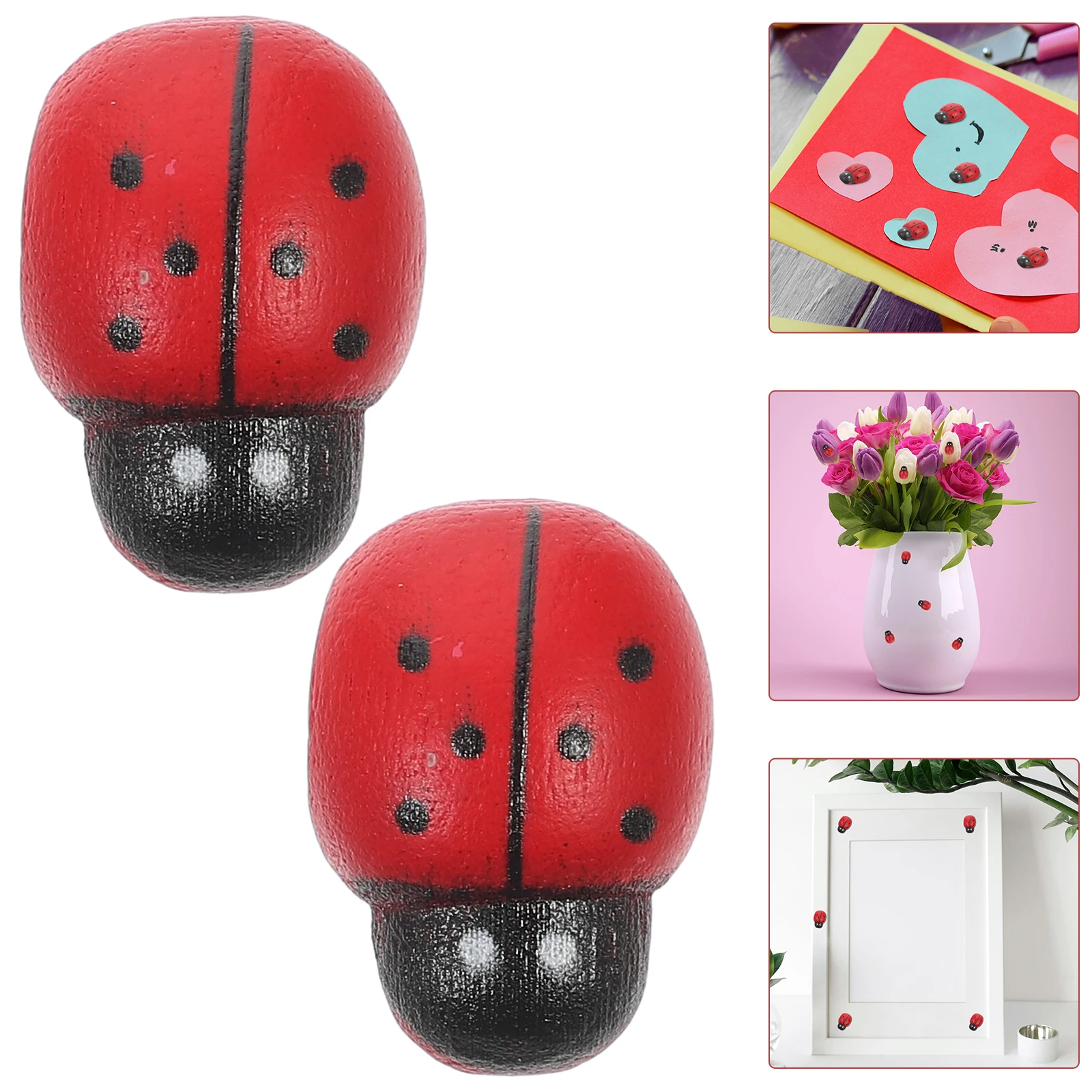 

100 Pcs Wooden Ladybug Decoration Fancy Centerpieces Bugs Decorative Ladybugs Stickers Miniature Accessories Garden Miss