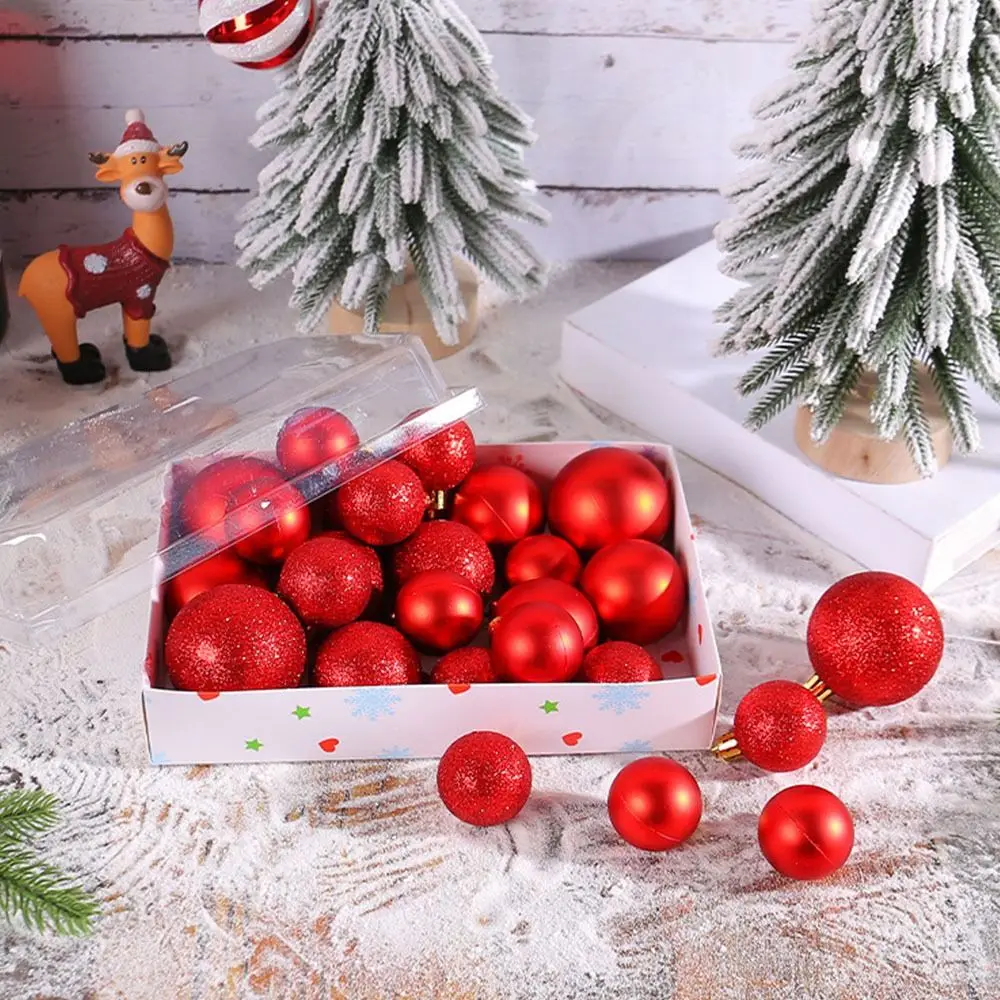 26Pcs 4/5/6cm Hand-painted Painted Christmas Ball Set Plastic DIY Christmas Hanging Ball Elegant Round