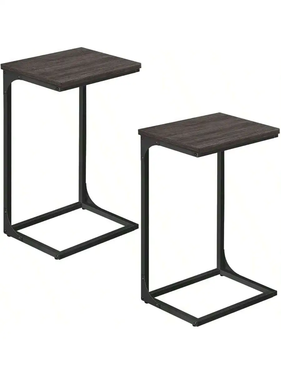 

VASAGLE C-Shaped End Table, Set Of 2, Side Table For Sofa, Couch Table With Metal Frame, Small TV Tray Table For Living Room,