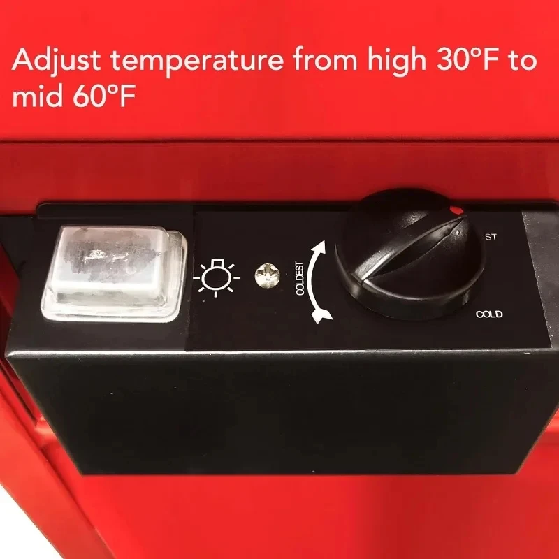 صندوق أدوات محمول قدم مكعب ، ثلاجة مع درجين وأقفال ، مسحوق أحمر مبطن ، حجم واحد