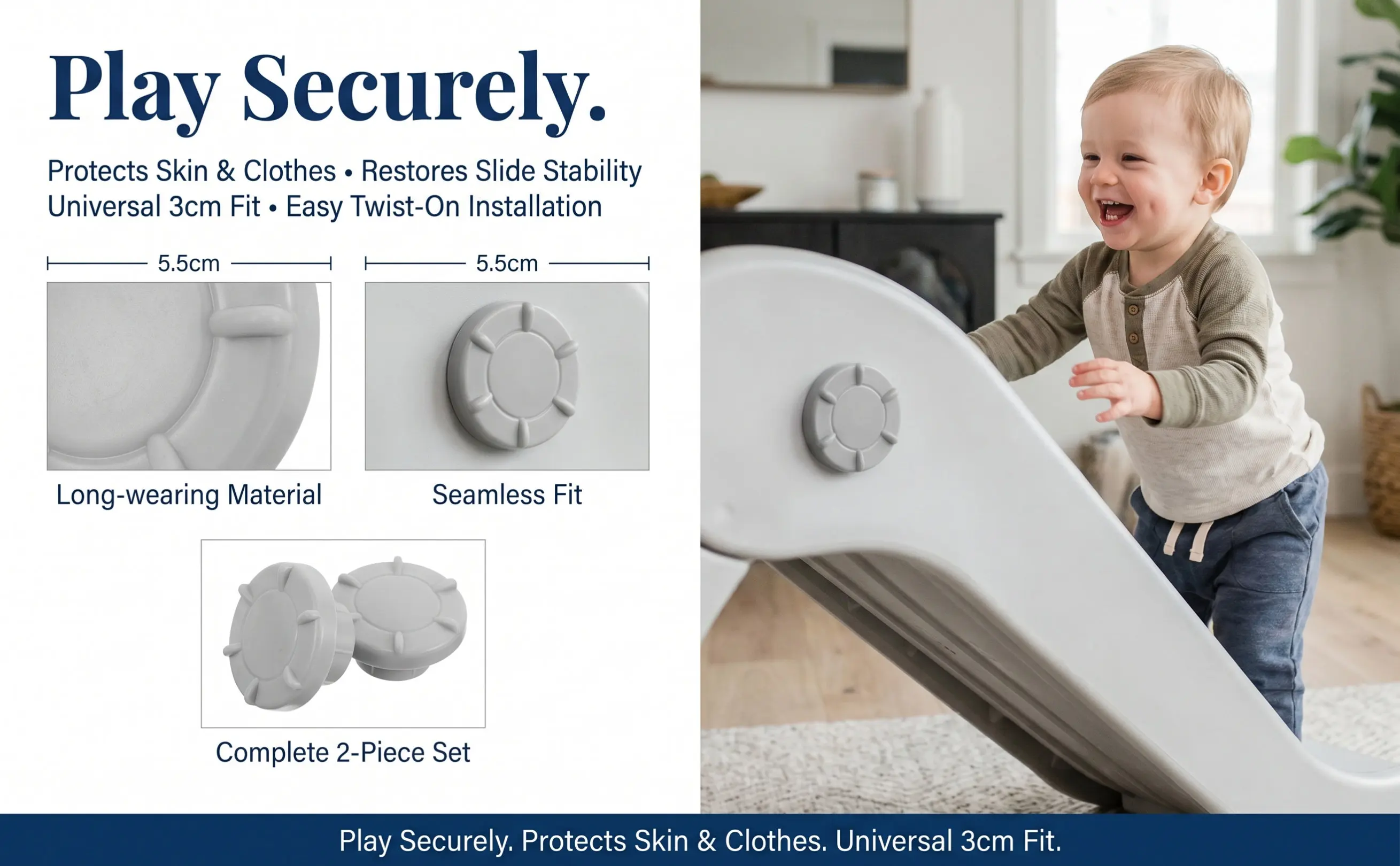 2Pcs Children Slide Screw Caps Gray Plastic Protective Covers Indoor Safe Toddler Slide Accessories Universal Fit Playground Nut