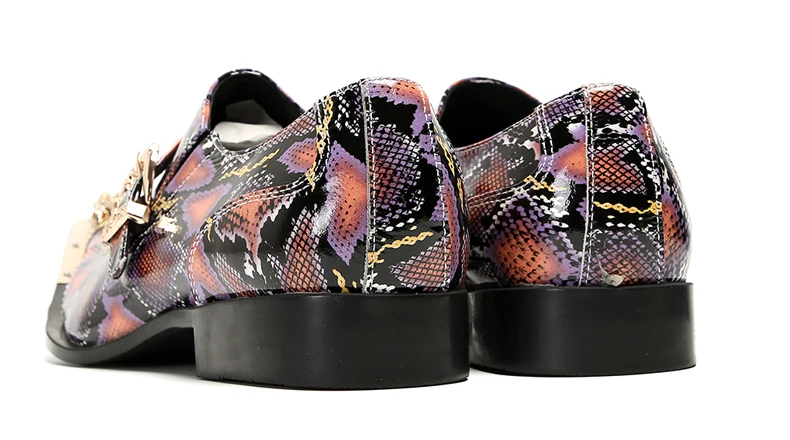 Herrenschuhe aus echtem Pythonleder, formelle Anzugschuhe mit Metallketten-Dekor, luxuriöse Modeschuhe für Frühling und Herbst, Business-Bankett-W – Detail 29